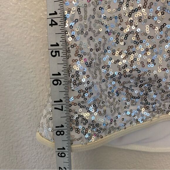WEISSMAN Dance Costume silver sequin hooded vest The Way I Are 5271 child LC - Picture 6 of 9
